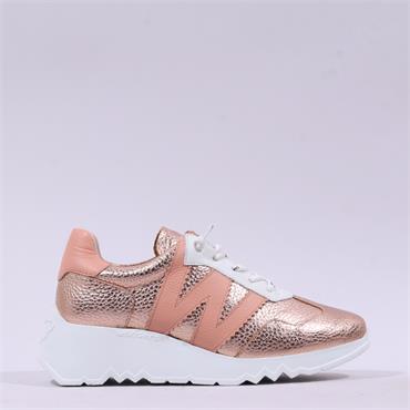 Wonders Kyoto Wedge Bungee Lace Trainer - Rose Metallic